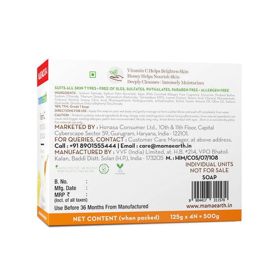Vitamin C Moisturizing Lotion Soap with Vitamin C & Honey for Skin Illumination (Pack Of 4) - 125 g X 4