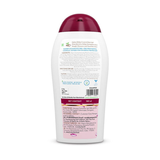 Mamaearth onion shampoo back label ingredients