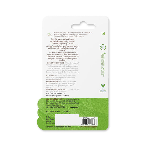 Soothing Waterproof Eyeliner with Almond Oil & Castor Oil for 10 Hour Long Stay - 3.5 ml