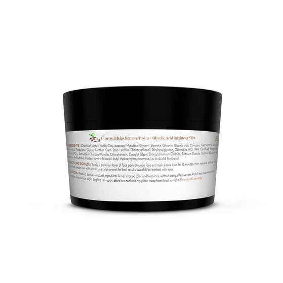 Charcoal Purifying Face Pack with Activated Charcoal & Glycolic Acid for Skin Detoxification - 200g