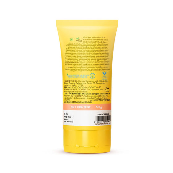 Chia Oil-Free Sunscreen SPF 50 tube back view