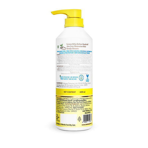 Mamaearth lemon anti dandruff shampoo back label ingredients and details