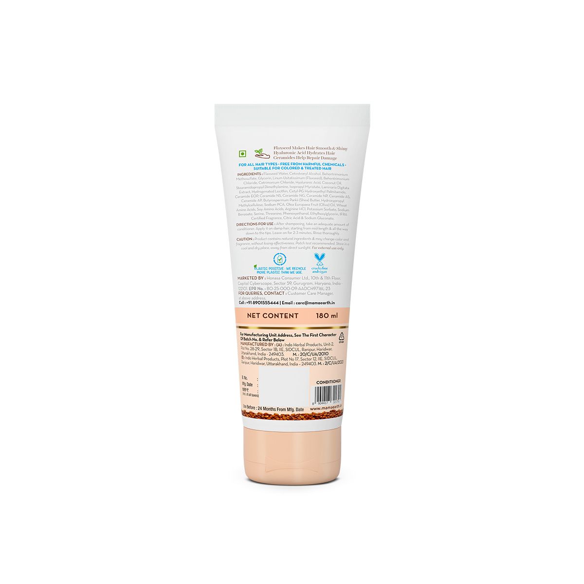 Flaxseed Damage Repair Conditioner with 2% Flaxseed & 1 % Hyaluronic Acid for Softness & Shine -180 ml