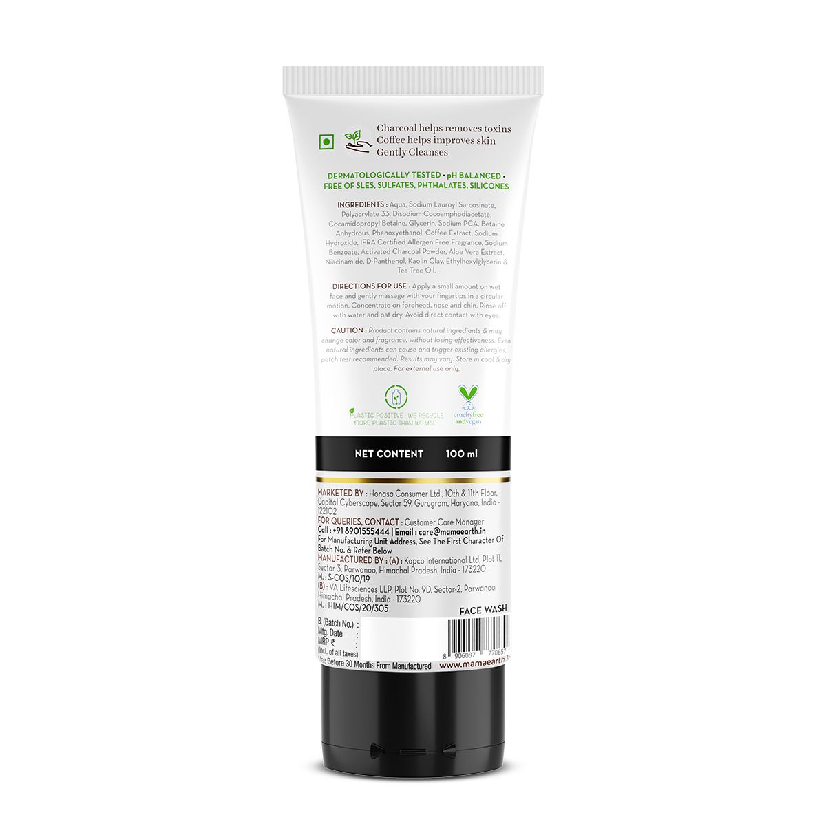 Charcoal Face Wash for Oil Control, 100ml