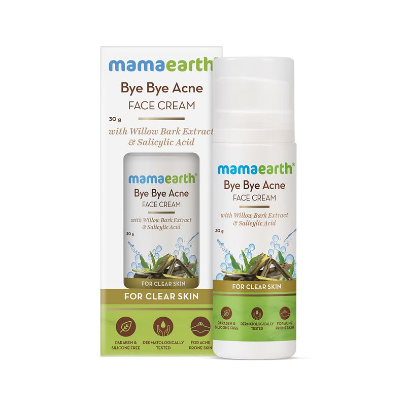 Bye Bye Acne Face Cream with Willow Bark Extract & Salicylic Acid For Clear Skin – 30 g