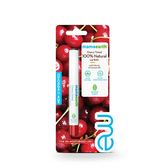 Cherry Tinted 100% Natural Lip Balm with Cherry & Coconut Oil for 12 hrs Moisturized Lips - 2 g