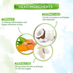 Turmeric coconut milk aloe vera shea butter hero ingredients coco soft body lotion babies