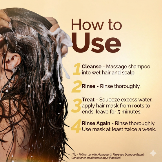 Flaxseed Damage Repair Combo : Shampoo 250 ml + Hair Mask 300 ml
