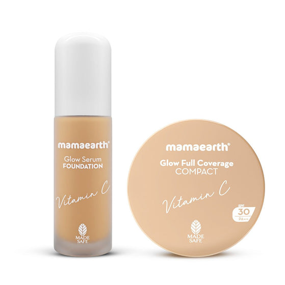 Glow Getter’s Combo | Glow Serum Foundation - Warm Glow 30 ml & Glow Full Coverage Compact - Almond Glow 9 g