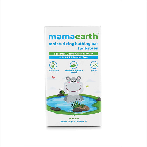 Mamaearth Moisturizing Bathing Bar for Babies with Goat Milk, Oatmeal &amp; Shea Butter - 75 g