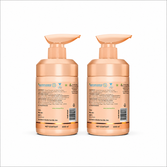 Flaxseed Damage Repair Hair Mask with 5% Flaxseed, 1% Hyaluronic Acid, Ceramides for Softness & Shine - 300 ml (Pack of 2)