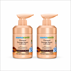 Flaxseed Damage Repair Hair Mask with 5% Flaxseed, 1% Hyaluronic Acid, Ceramides for Softness & Shine - 300 ml (Pack of 2)
