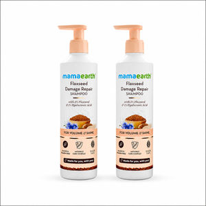 Flaxseed Damage Repair Shampoo with 2% Flaxseed & 1% Hyaluronic Acid for Volume & Shine -250 ml (Pack of 2)