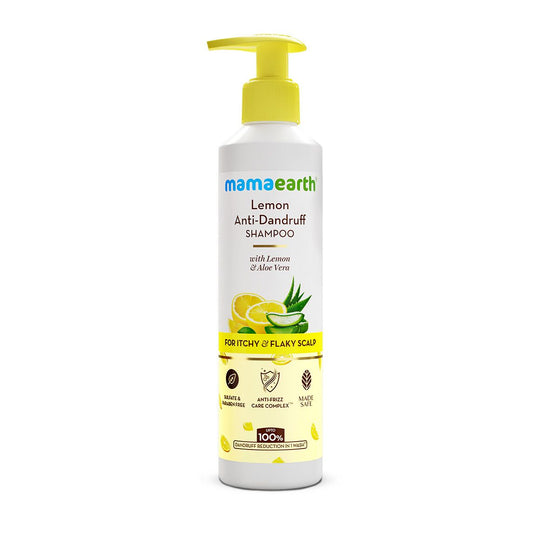 Mamaearth lemon anti dandruff shampoo front packaging