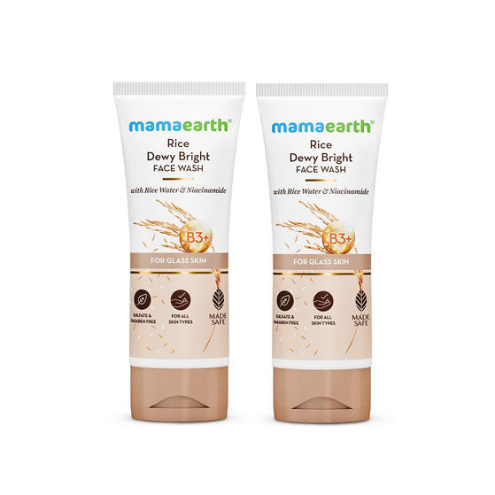 Rice Dewy Bright Face Wash With Rice Water & Niacinamide for Glass Skin - 100 ml (Pack of 2)