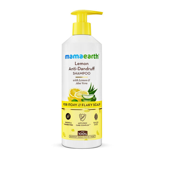 Mamaearth lemon anti dandruff shampoo front bottle
