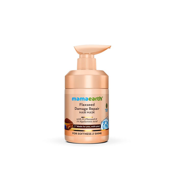 Flaxseed Damage Repair Hair Mask with 5% Flaxseed, 1% Hyaluronic Acid, Ceramides for Softness & Shine - 300 ml
