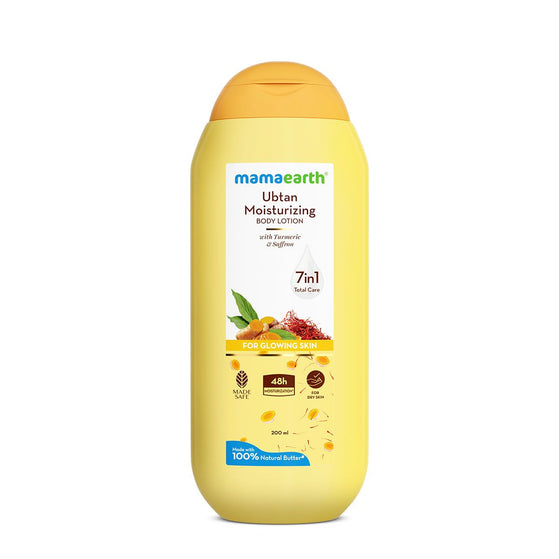 Mamaearth Ubtan Moisturizing Body Lotion with Turmeric & Saffron for Glowing Skin - 200 ml