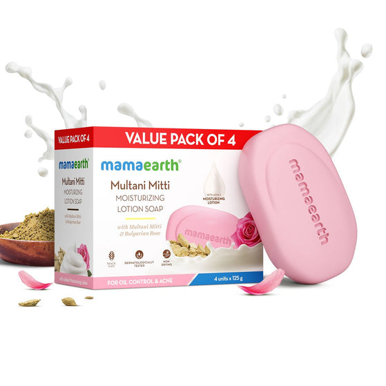 Multani Mitti Moisturizing Lotion Soap (3 + 1 Free) (125g x 4)