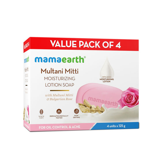 Multani Mitti Moisturizing Lotion Soap (3 + 1 Free) (125g x 4)