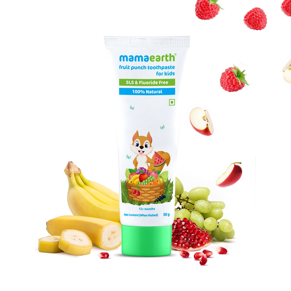 Mamaearth Fruit Punch Toothpaste for kids with Rice Water and Niacinamide for Glass Skin, 100 ml