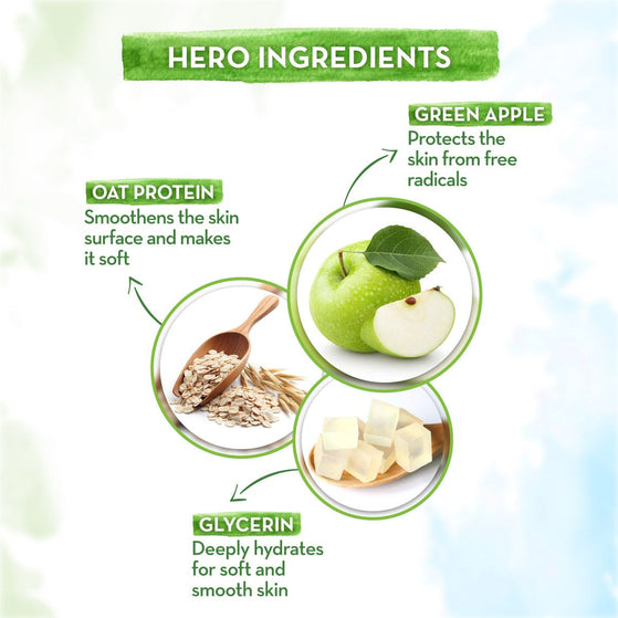 Green Apple Body Wash for Kids with oat Protein and Glycerin