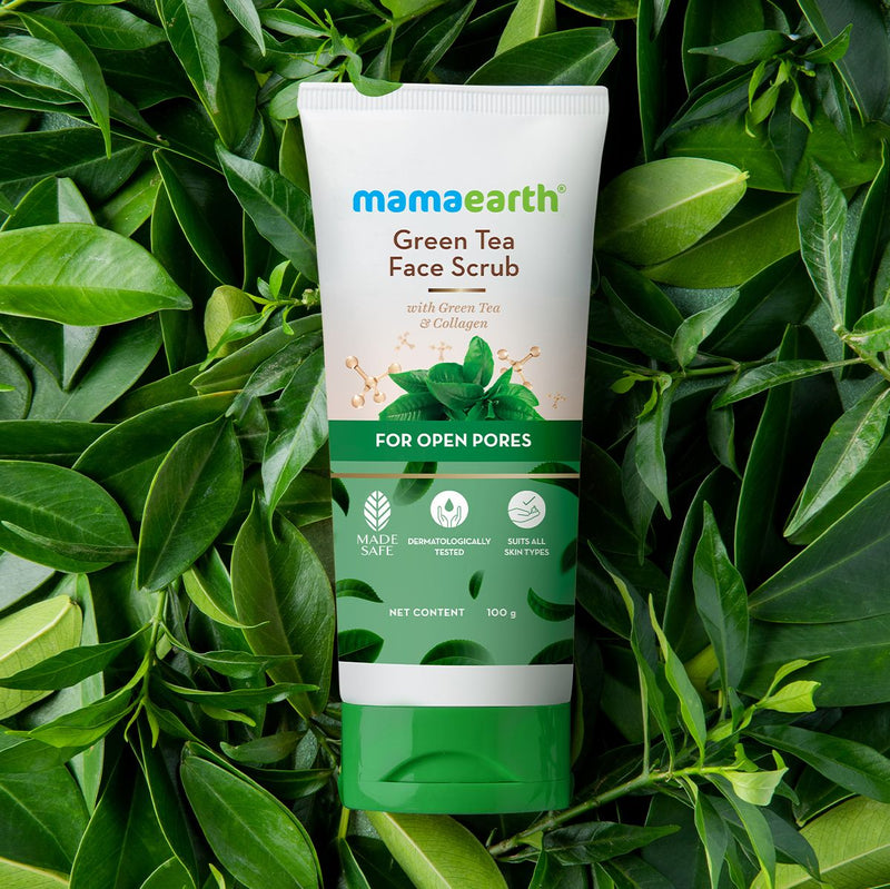Green Tea Face Scrub With Green Tea & Collagen For Open Pores - 100 g