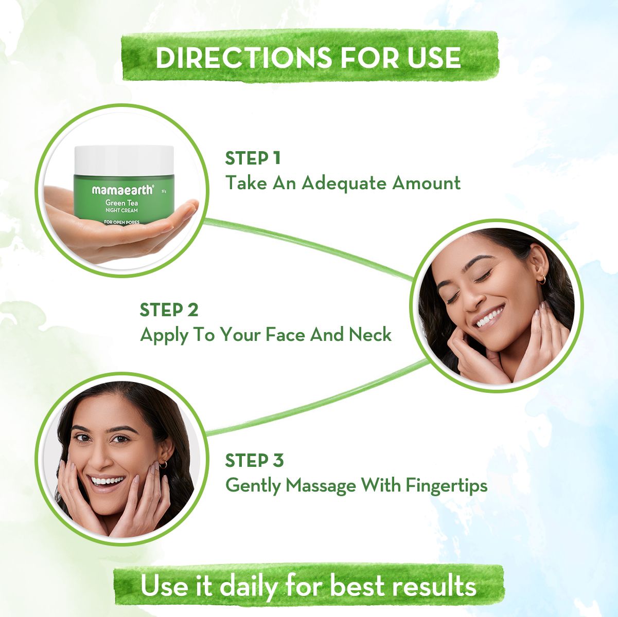 Green Tea Night Cream With Green Tea & Collagen For Open Pores - 50 g
