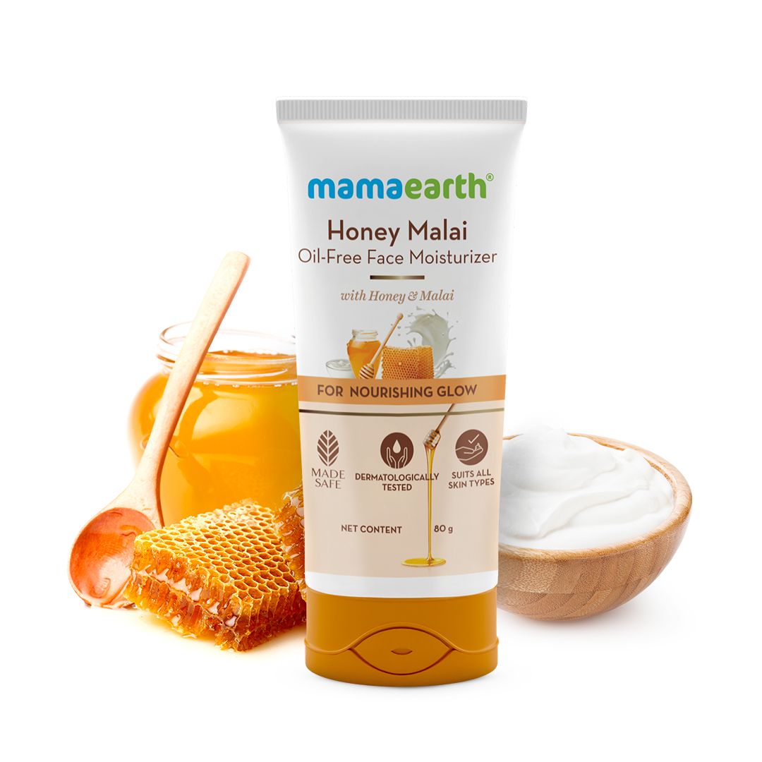 Mamaearth Honey Malai Oil-free Face Moisturizer with Rice Water and Niacinamide for Glass Skin, 100 ml
