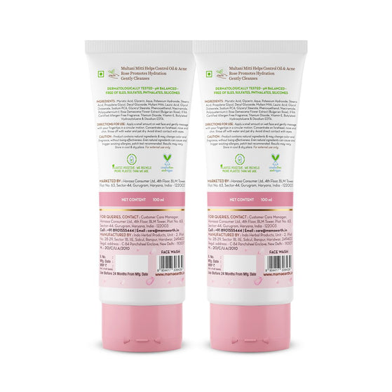 Multani Mitti Face Wash with Multani Mitti & Bulgarian Rose For Oil Control & Acne -  100 ml - Pack of 2