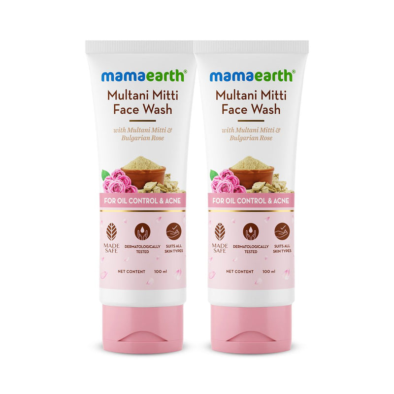 Multani Mitti Face Wash with Multani Mitti & Bulgarian Rose For Oil Control & Acne -  100 ml - Pack of 2