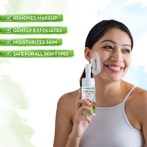 mamaearth micellar water foaming makeup remover moisturizes skin