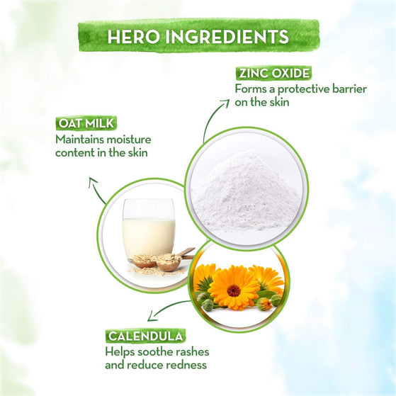 Hero ingredients Zinc Oxide Oat Milk Calendula Diaper Rash Cream