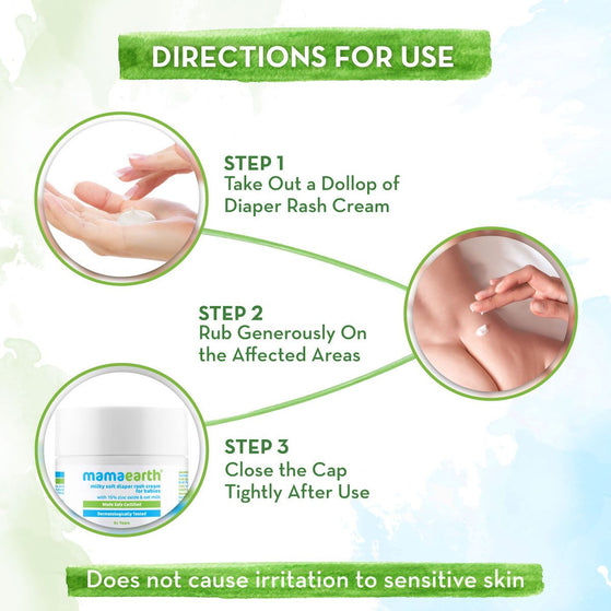 Directions for use Milky Soft Diaper Rash Cream apply close cap