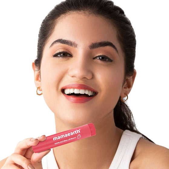 Nourishing Tinted 100% Natural Lip Balm with Vitamin E and Strawberry for Dry & Chapped Lips - 4 g