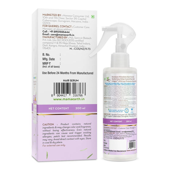 Rosemary Water Anti-Hair Fall Spray with 100% Pure Steam Distilled Rosemary Water & Methi Dana for Hair - 200 ml