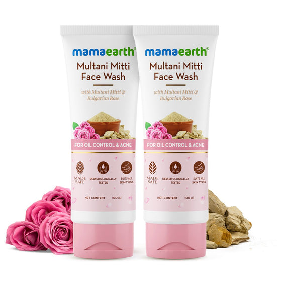 Multani Mitti Face Wash with Multani Mitti & Bulgarian Rose For Oil Control & Acne -  100 ml - Pack of 2