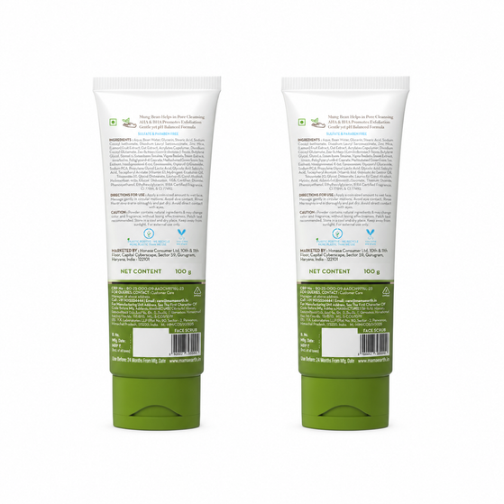 Mung Bean Pore Cleansing Foam Scrub with Mung Bean, AHA & BHA for Normal to Oily Skin - 100 g (Pack of 2)