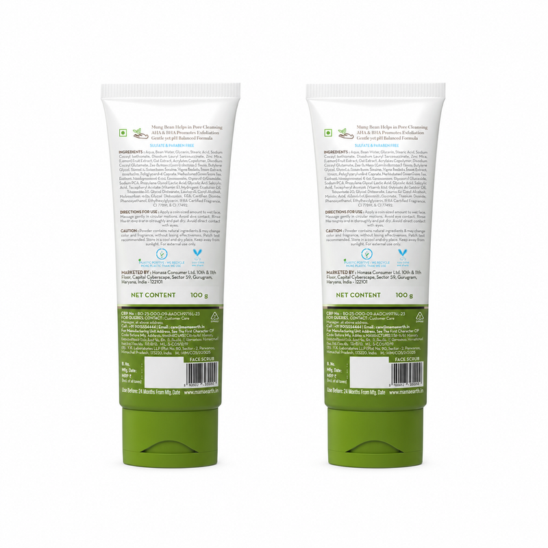 Mung Bean Pore Cleansing Foam Scrub with Mung Bean, AHA & BHA for Normal to Oily Skin - 100 g (Pack of 2)