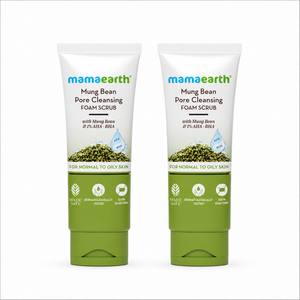 Mung Bean Pore Cleansing Foam Scrub with Mung Bean, AHA & BHA for Normal to Oily Skin - 100 g (Pack of 2)