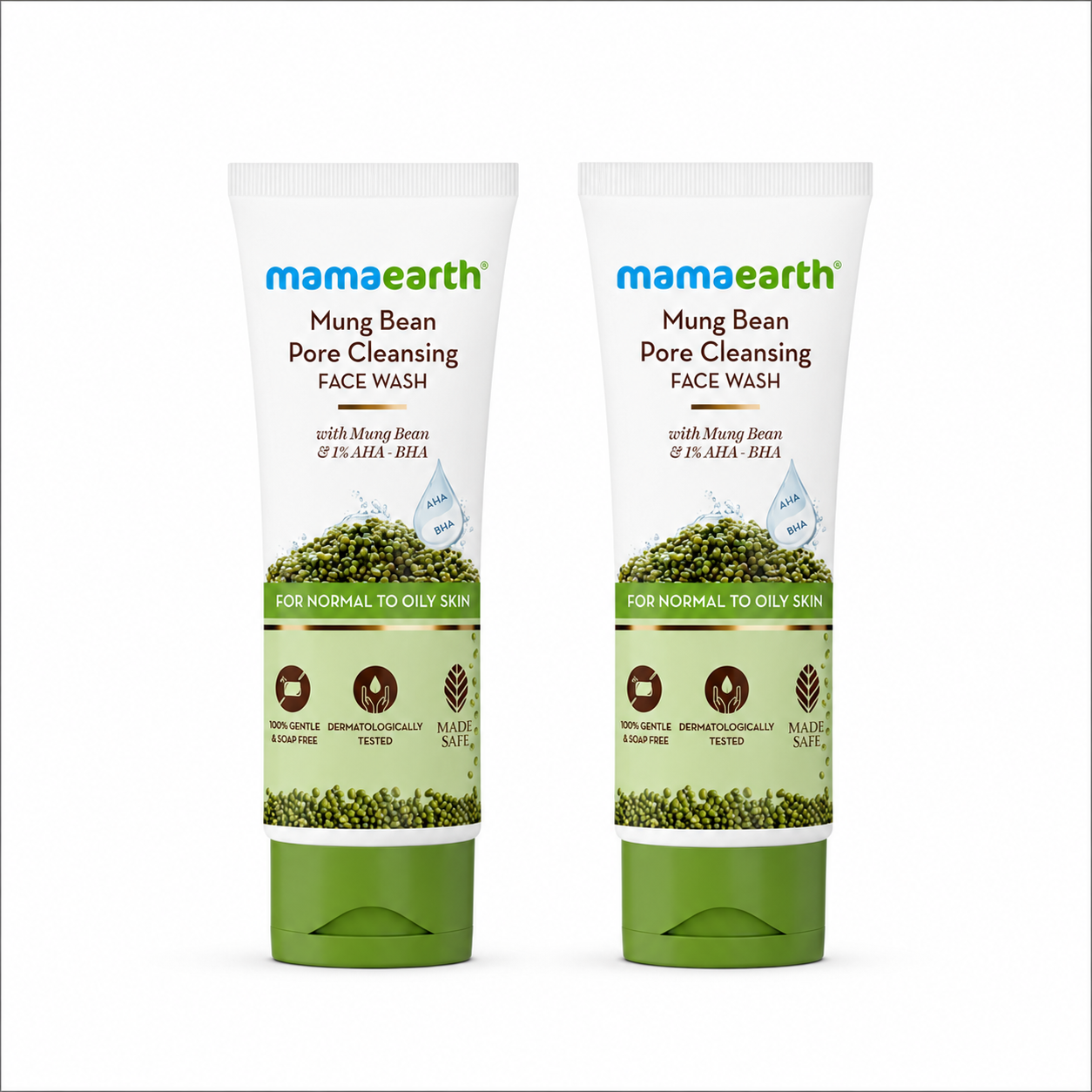 Mung Bean Pore Cleansing Face Wash with Mung Bean, AHA & BHA for Normal to Oily Skin - 100 ml (Pack of 2)