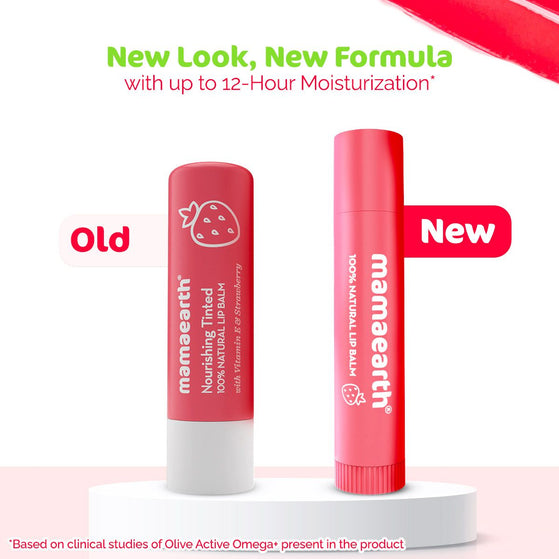 Nourishing Tinted 100% Natural Lip Balm with Vitamin E and Strawberry for Dry & Chapped Lips - 4 g