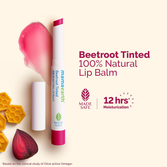 Beetroot Tinted 100% Natural Lip Balm with Beetroot & Beeswax for 12h Moisturized Lips -2 g