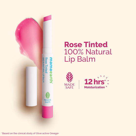 Rose Tinted 100% Natural Lip Balm with Rose Oil and Castor Oil for 12 hrs Moisturized Lips - 2 g
