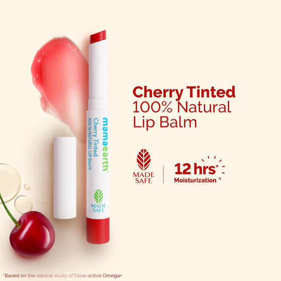 Cherry Tinted 100% Natural Lip Balm with Cherry & Coconut Oil for 12 hrs Moisturized Lips - 2 g