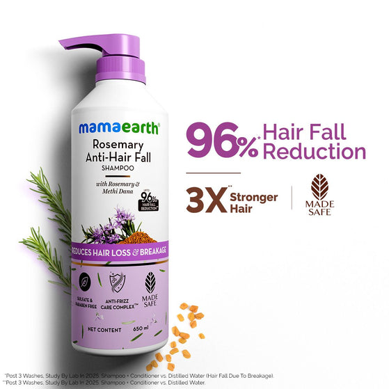 Mamaearth rosemary shampoo for 96 percent hair fall reduction