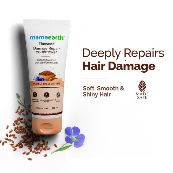 Flaxseed Damage Repair Conditioner with 2% Flaxseed & 1 % Hyaluronic Acid for Softness & Shine -180 ml