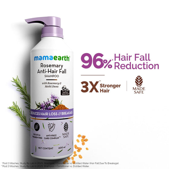 Mamaearth rosemary shampoo for stronger hair and reduced hair fall