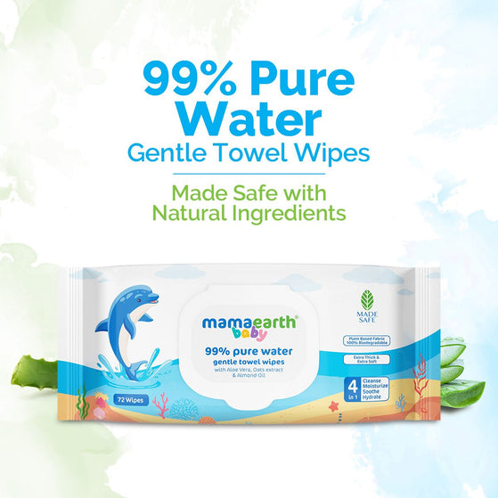 Mamaearth Baby 99% Pure Water Gentle Towel Wipes - 72 pcs