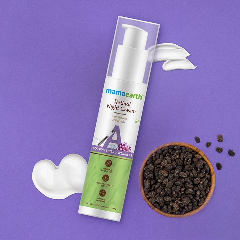 Retinol Night Cream For Women with Retinol and Bakuchi for Anti Aging, Fine Lines and Wrinkles - 50 g